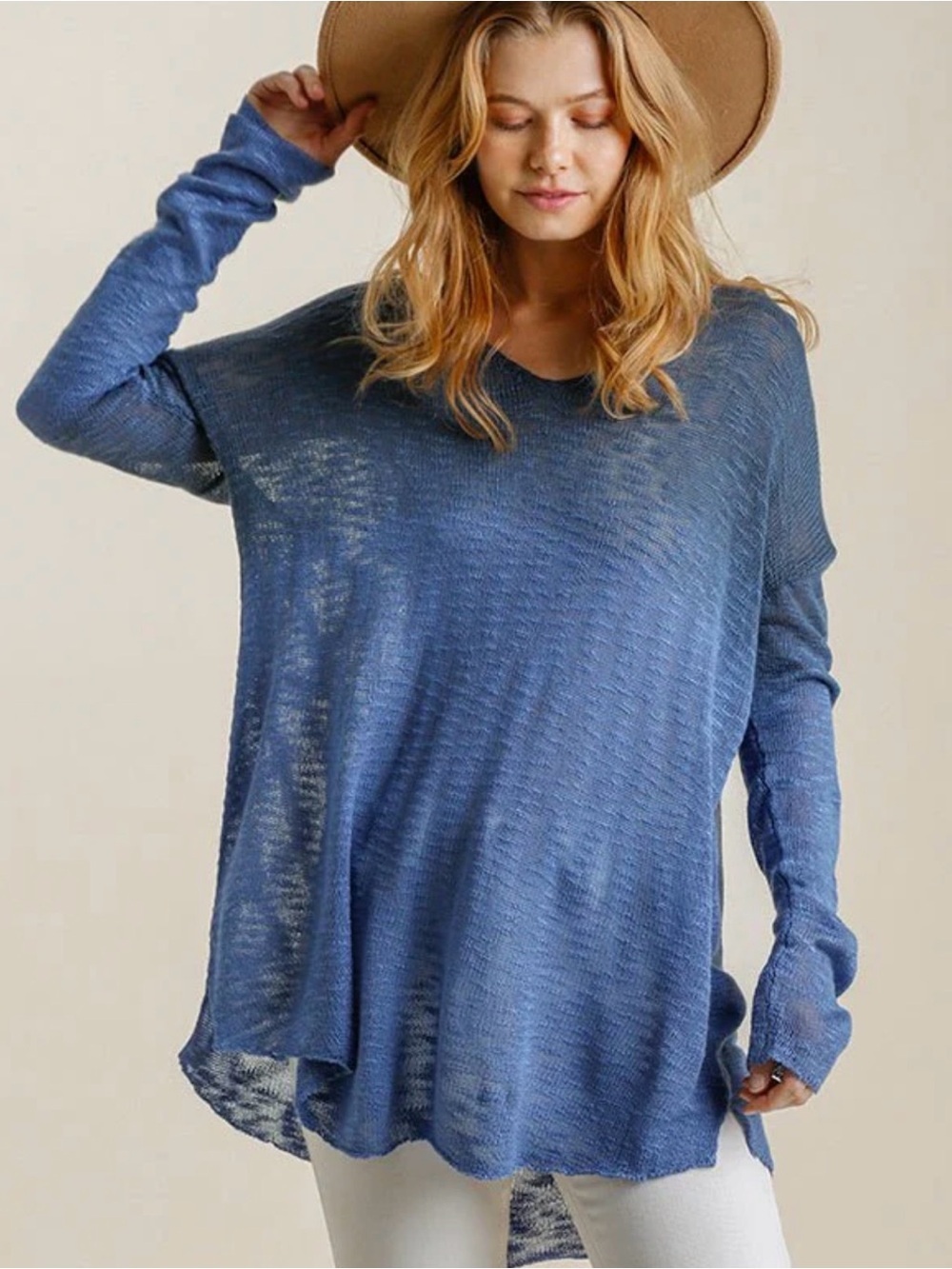 Umgee Knit Tunic Blue Small NWT IN PACKAGE